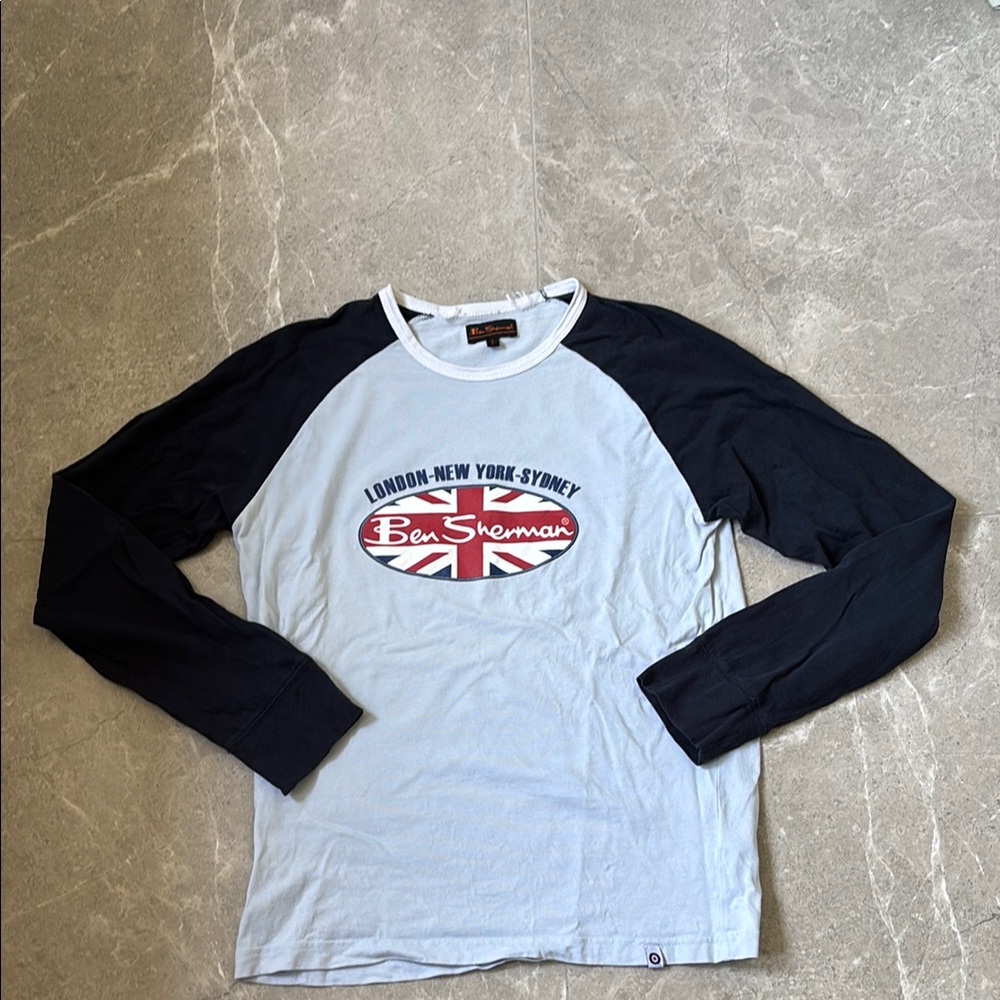 Ben Sherman light blue and navy Long Sleeve Tee